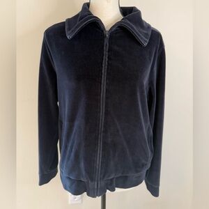 Talbots black velour full zip sweatshirt SZ Large